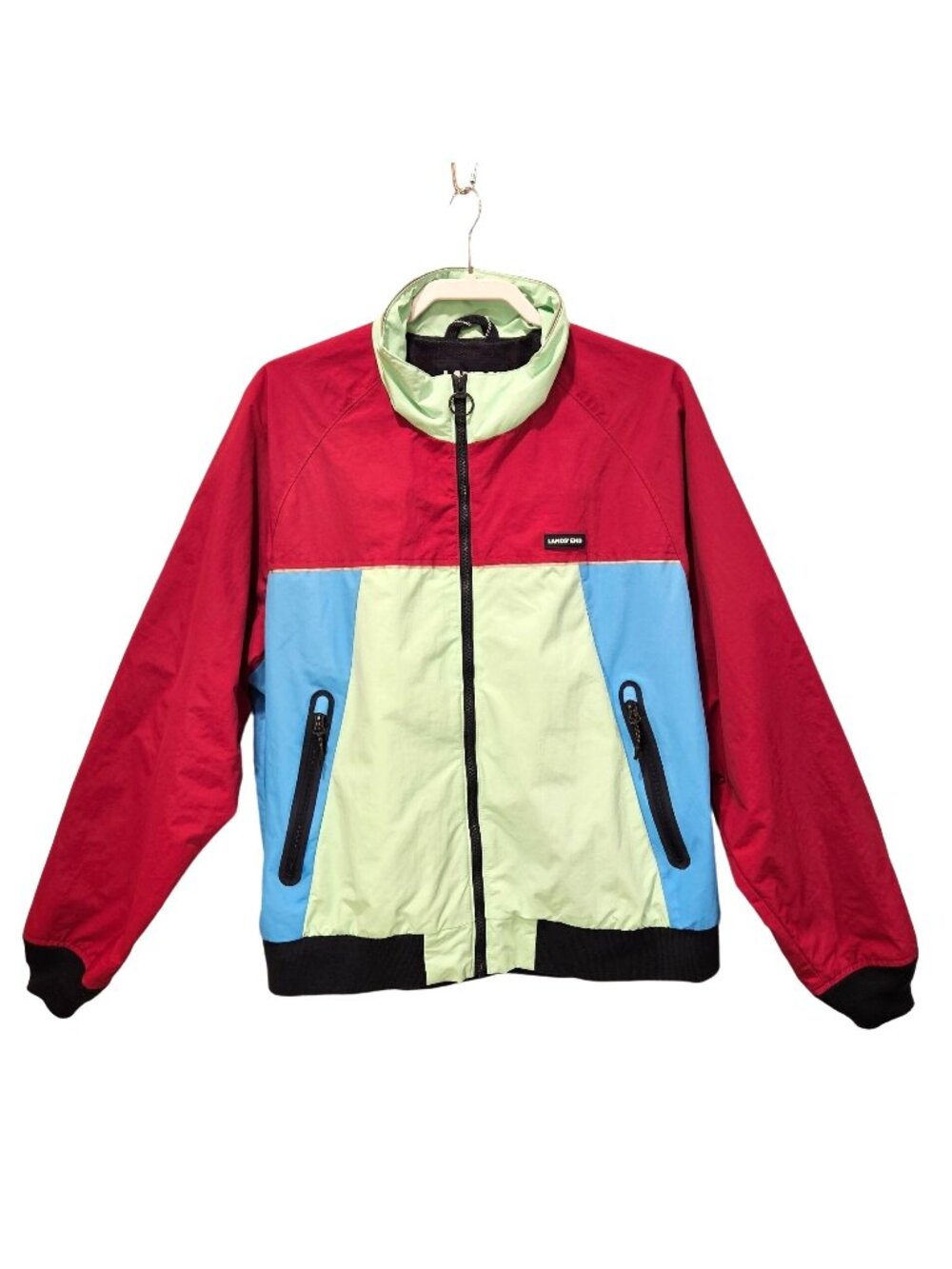 Lands End Jacket Mens Large colorful retro hipster wind breaker beachy coastal
